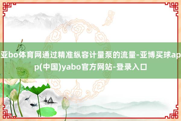 亚bo体育网通过精准纵容计量泵的流量-亚博买球app(中国)yabo官方网站-登录入口