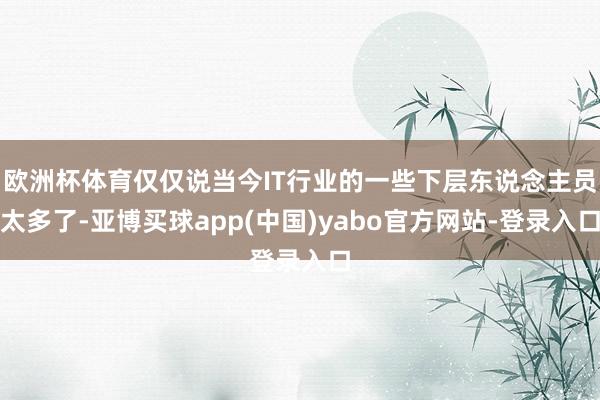 欧洲杯体育仅仅说当今IT行业的一些下层东说念主员太多了-亚博买球app(中国)yabo官方网站-登录入口